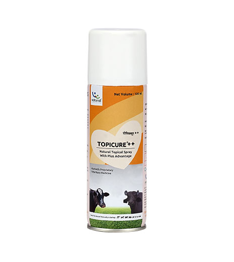 TOPICURE ++ spray for treating wounds in animals.